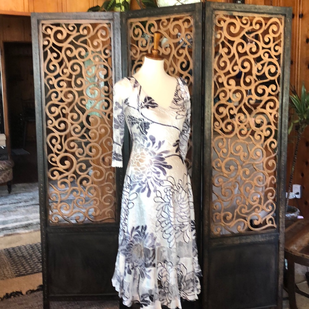 Komarov  Charmeuse & Lace A-Line Dress.